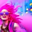 Placeholder: Ultra Realistic photo, medium shot view, drunken dancer women, carnival scene, steampunk. Pink hair, confeti, Sunglasses, smoking, happy, festival, red fog. highly detailed, concept art, unreal engine 5, ray tracing, RTX, lumen lighting, ultra detail, volumetric lighting, 3d, finely drawn, high definition, high resolution.