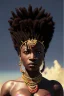 Placeholder: African female warrior, dreadlocks, colorful beads in hair, ominous, dnd character portrait, waist up portrait, intricate, oil on canvas, masterpiece, expert, insanely detailed, 4k resolution, retroanime style, cute big circular reflective eyes, cinematic smooth, intricate detail , soft smooth lighting, vibrant colors, hokusai style arm sleeve tatoo