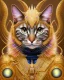 Placeholder: Cat , 500 x 500 pixels, glitter gold, extremely detailed fractal , fractal gems, fractal crystals, gold glitter, imperial colors ,digital oil painting , detailed art illustration, vibrant, cinematic, ornate, luxury, 8K polished in the style of Josephine Wall, Brian Froud.Thomas Kinkade