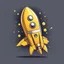 Placeholder: yellow rocket cartoon stylized