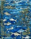 Placeholder: Blue wetlands with catfish designed in ancient Greek mosaics painted by Jackson Pollock