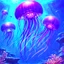 Placeholder: 90's TCG fantasy artwork art of robot jellyfish underwater