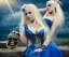 Placeholder: Very sensual gorgeous curvy young white woman blonde hair maiden dressed in blue posing sensually with plaits, and with a skull in her hand, background of ancient marble Roman arcs heavenly sunshine beams divine bright soft focus holy in the clouds steampunk engine steampunk engine.