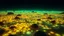 Placeholder: landscape covered in bioluminescent algae that looks futuristic with futuristic lighting, realistic rendering