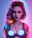 Placeholder: Artist, young madonna, ciborg woman, glow iris, piercings, sweet, pop hair, blonde, white skin, long eyeliner, glow pink cheeks, glossy lips, color leds lights, cables, circuits, cyberpunk, latex coat, cyber punk, neon, portrait, studio photo, unreal engine 5, soft color, 16 bit, god lights, ray tracing, RTX, lumen lighting, ultra deatail, volumetric lighting, 3d, finely drawn, hd.