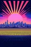 Placeholder: synthwave vector carrry me cityt summer , sytnhwave style, 80' years old fashioned with sun rays in the day