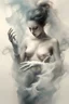 Placeholder: white smoke artistically takes the form of gloves by Ryohei Hase, Agnes Cecile, Raymond Swanland, Anne Bachelier, pastel smoky texture in hues of tranquility, an embodiment of minimalism with a stroke of simplicity, evoking serenity against a backdrop, black shimmering, fantasy art, backlit