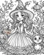 Placeholder: Generate a cute halloween fairy tales illustration, 4k resolution, cartoon-sticker style with clear lines on a pure white background suitable for a children's coloring book.