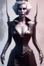 Placeholder: Constance Langdon as evil queen in black leather, leather, busty, cleavage, angry, stern look. character design by cory loftis, fenghua zhong, ryohei hase, ismail inceoglu and ruan jia. unreal engine 5, artistic lighting, highly detailed, photorealistic, fantasy