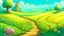 Placeholder: Fantasy cartoon illustration: path in the field. The path is empty.