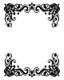 Placeholder: black bold filigree corner elements, western, black on white vector