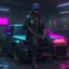 Placeholder: Cyberpunk hip-hop car engineer