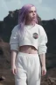 Placeholder: Billie Eilish, underpants, white socks, pale skin, high detail, realistic, 8k, not to be distinguished from a photo