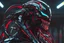 Placeholder: Cyber Machine in 4k realistic cg artstyle, venom them, neon red details, full body, apocalypse, intricate details, highly detailed, high details, detailed portrait, masterpiece,ultra detailed,best quality