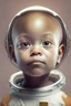 Placeholder: Portrait of a lightskin toddler astronaut girl with alopecia