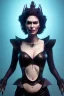 Placeholder: Lena Headay as evil queen in black leather, busty, cleavage, voluptuous, Aqua Lene, angry, stern look. character design by cory loftis, fenghua zhong, ryohei hase, ismail inceoglu and ruan jia. unreal engine 5, artistic lighting, highly detailed, photorealistic, fantasy