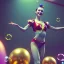 Placeholder: Ultra realistic circus scene. Classic acrobat woman, waist up view, Wes Anderson style, happy, bubbles, highly detailed, concept art, unreal engine 5, god rays, ray tracing, RTX, lumen lighting, ultra detail, volumetric lighting, 3d, finely drawn, high definition, high resolution.