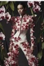 Placeholder: Surrounded by blooming orchids, a model in an Alexander McQueen ensemble strikes a dynamic stance. Captured in a close-up for Elle by Nadav Kander.