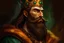 Placeholder: Painting of serious brown beard fantasy king with his kingdom