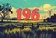 Placeholder: bumper sticker design, westall ufo large flat in bold heading text ufo 1966, lots of school children looking up in a field with high voltage powerline and gumtree's, mysterious cool, bold