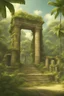 Placeholder: tropical jungle and animals ancient ruins