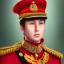 Placeholder: portrait of a young prince, wearing red military suit, golden small crown, digital art, smooth, realistic, elegant, ornate, ultradetailed, intricate, hd, 4k,