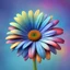 Placeholder: create an interesting blue daisy with color rainbow and colour backgrounds