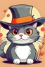 Placeholder: weet illustration of a cat in a hat, in a cartoon style