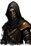 Placeholder: fantasy fanatic cultist masked and with in a black vest painted