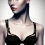 Placeholder: black hair lady warrior bra with diamonds