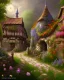 Placeholder: medieval fantasy village with flowers rpg art painterly