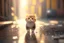 Placeholder: cute happy chibi cat standing on a wet cobblestone road in sunshine, ethereal, cinematic postprocessing, bokeh, dof