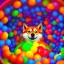 Placeholder: shiba inu in a ball pit of glowing spirits