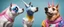 Placeholder: badly painted dressed up super dog vs unicorn looking confused in close up