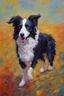 Placeholder: Border collie portrait impasto impressionist expressionism impasto oil painting