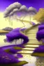 Placeholder: garden sky field trees river pools gold white purple stairs