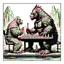 Placeholder: a Godzilla and king kong playing a game of chess