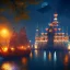 Placeholder: Fantasy city, cove, dock, night, large, pirate