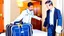 Placeholder: suspicious hotel employee stealing someone's baggage