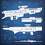 Placeholder: Android Spec Sheets Diagrammatic Illustrations for androids, Futuristic Biometric Assault Rifle Blueprint
