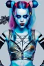 Placeholder: Danish Singer MØ harley quinn cyberpunk, blue tones, high lighting