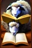 Placeholder: black sheep reads a book, white sheep sleep, 8k quality