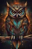 Placeholder: fantasy empowered owl, abstract background