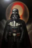 Placeholder: 1970's dark fantasy cover dnd style oil painting of a fat darth vader with minimalist far perspective