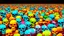 Placeholder: a field of 1000s of cartoonish, anatomically correct, skulls, vivid RANDOM BRIGHT neon colors, dark comedy, well lit, high detail, photorealistic, horrorcore, fun, scary, none featured, each a different color or hue,