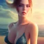 Placeholder: Insanely portrait of beautiful girl day, sunny, relaxing, sea, trees, real details anime style, realistic, glowing beach, 8k