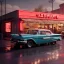 Placeholder: Ultra Realistic retro sci-fi afire Supermarket parking scene, 1960 year, many people. blonde woman, sweet scarlet Johansson face, perfect iris, glow eyes, face makeup, tight latex coat; many panic people, Retro sci-fi style, soft color, highly detailed, unreal engine 5, ray tracing, RTX, lumen lighting, ultra detail, volumetric lighting, 3d, finely drawn, high definition, high resolution.