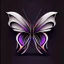 Placeholder: symetry!!, butterfly!!, view from a side, wings waving, logo, NFT, futuristic, curves, lines, simple, gradient, creative