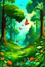 Placeholder: Un paisaje de bosque verde con árboles altos, flores vibrantes, y la danza de mariposas. En el suelo, animales curiosos exploran mientras aves melodiosas llenan el aire con sus cantos."