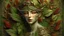 Placeholder: beautiful Forest fairy lady portrait, adorned with textured leaves and botanical floral palimpsest art nouveau floral ribbed and berry ribbed armour in the embossed woods background , wearing forest floral and leaves fairy art nouveau mineral stone headdress, organic bio spinal ribbed detail of full art nouveau floral backgreong extremely detailed hyperrealistic concept art